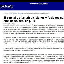 El capital de las adquisiciones y fusiones sube ms de un 50% en julio